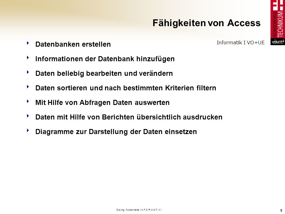 Fähigkeiten von Access