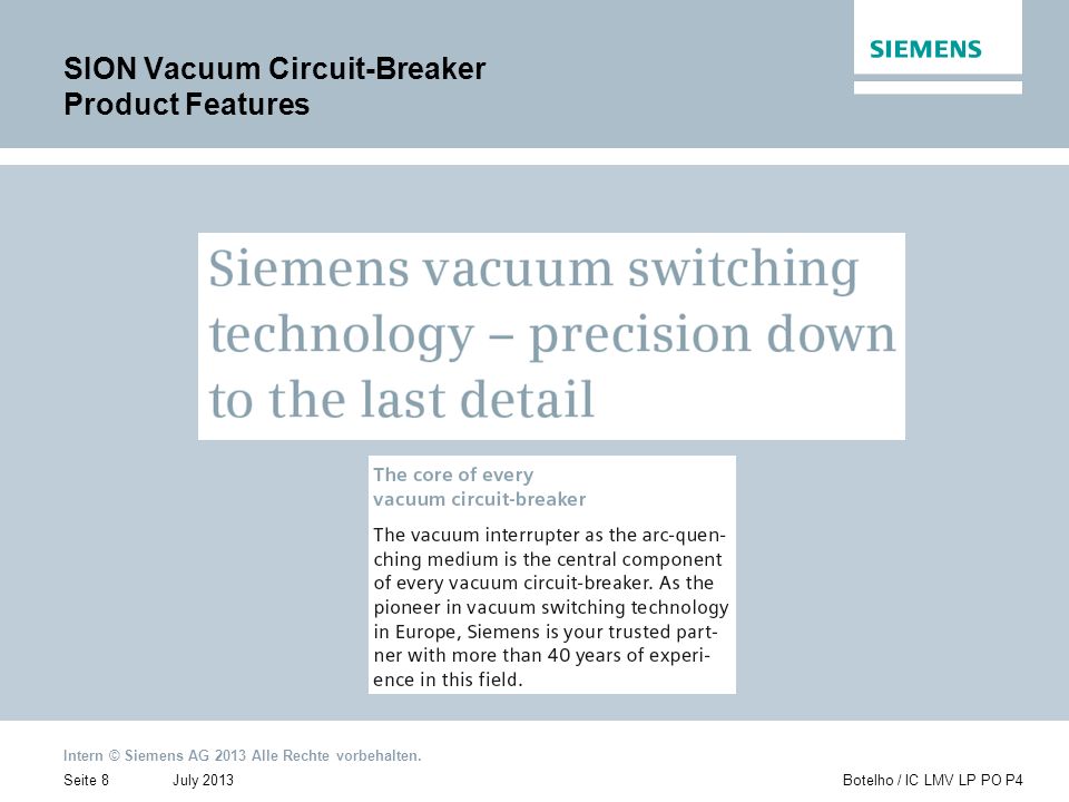 SION Vacuum Circuit-Breaker Product Features