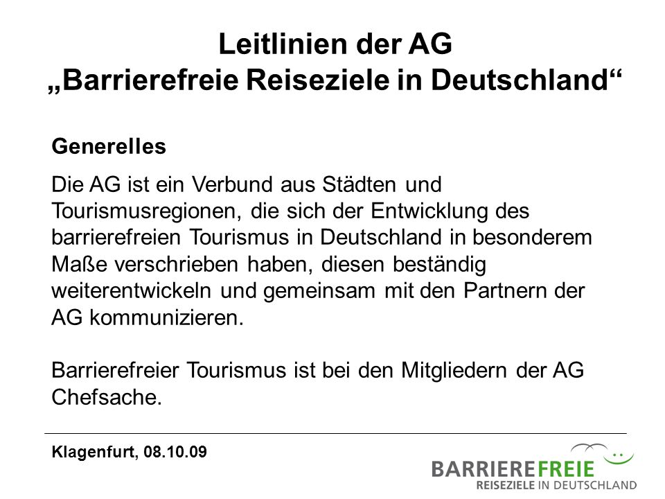 Leitlinien der AG „Barrierefreie Reiseziele in Deutschland