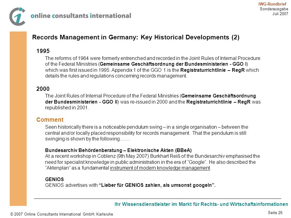 Records Management in Germany: Key Historical Developments (2)