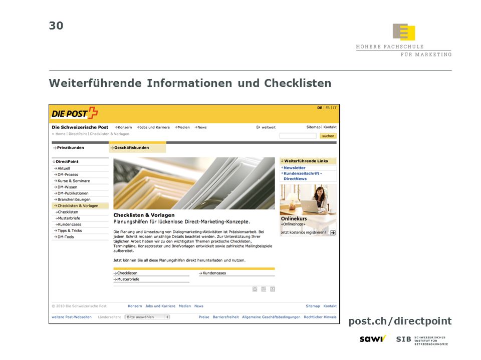 Weiterführende Informationen und Checklisten