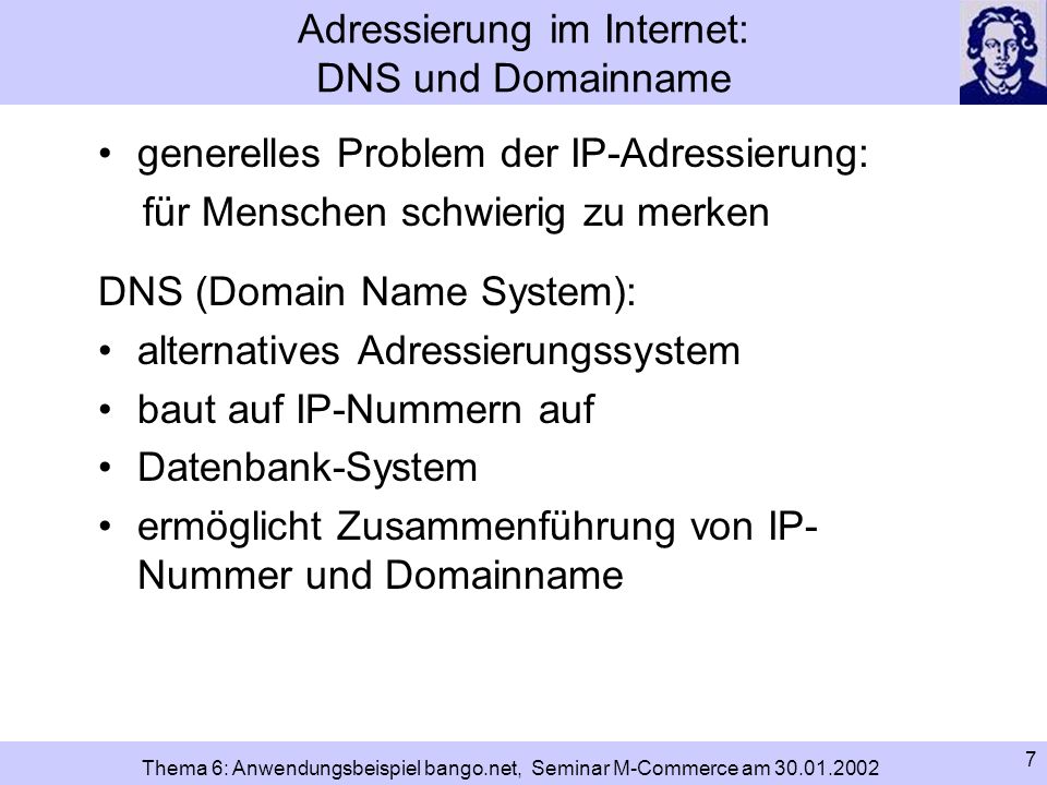 Adressierung im Internet: DNS und Domainname