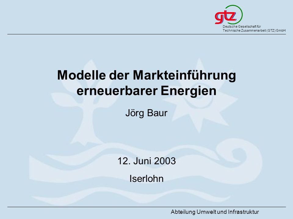 Modelle der Markteinführung erneuerbarer Energien