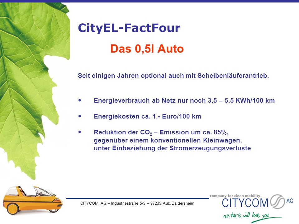 CityEL-FactFour Das 0,5l Auto