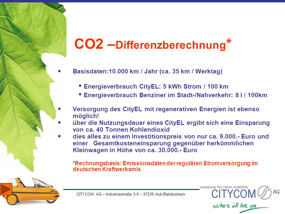 CO2 –Differenzberechnung*