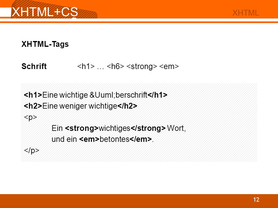 XHTML+CSS XHTML+CSS XHTML XHTML XHTML-Tags