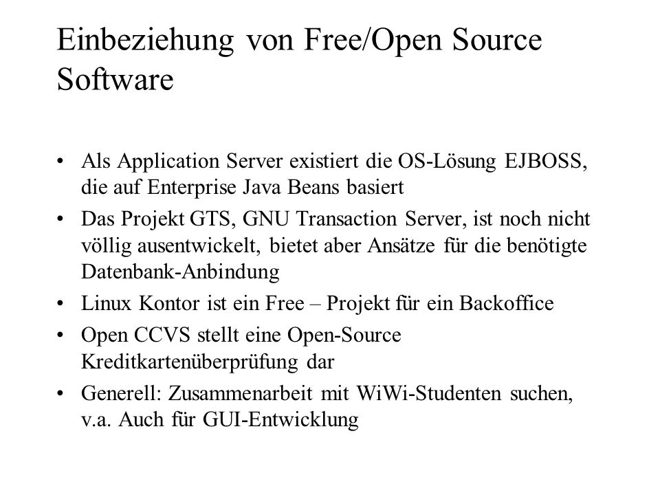 Einbeziehung von Free/Open Source Software