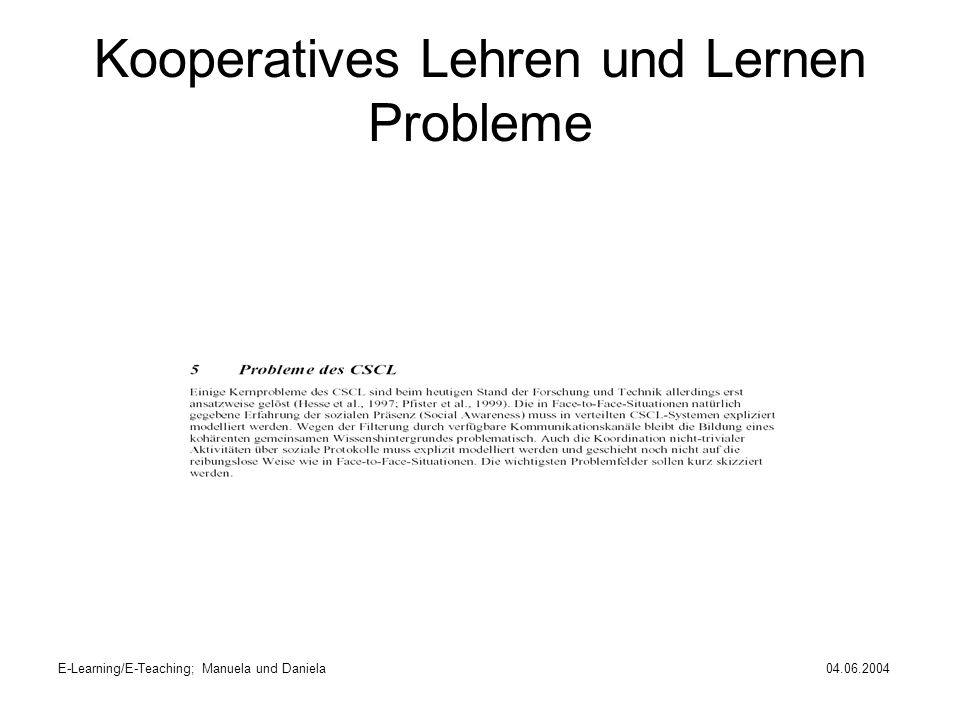 Kooperatives Lehren und Lernen Probleme