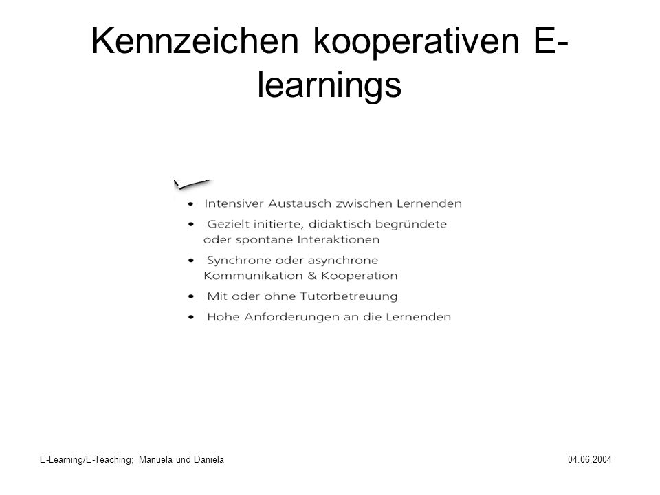 Kennzeichen kooperativen E-learnings