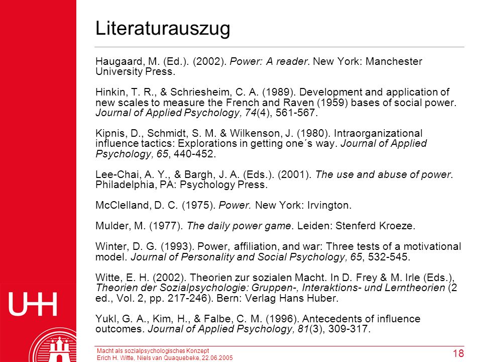 Literaturauszug Haugaard, M. (Ed.). (2002). Power: A reader. New York: Manchester University Press.