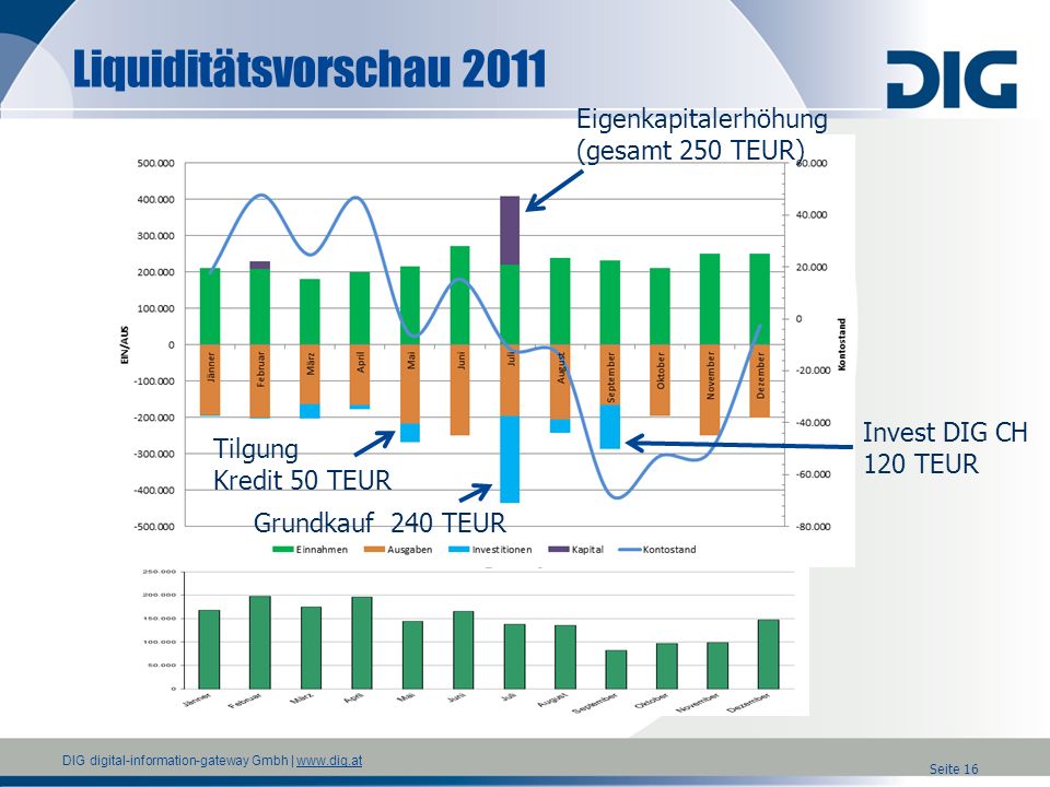 Liquiditätsvorschau 2011 Eigenkapitalerhöhung (gesamt 250 TEUR)
