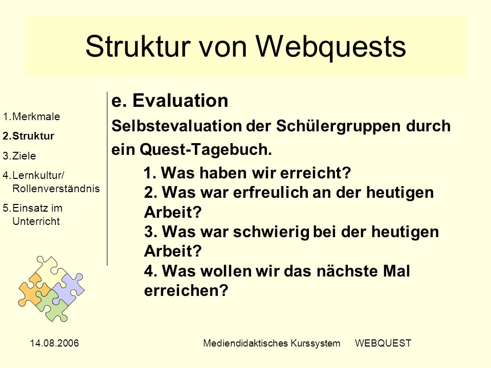 Struktur von Webquests