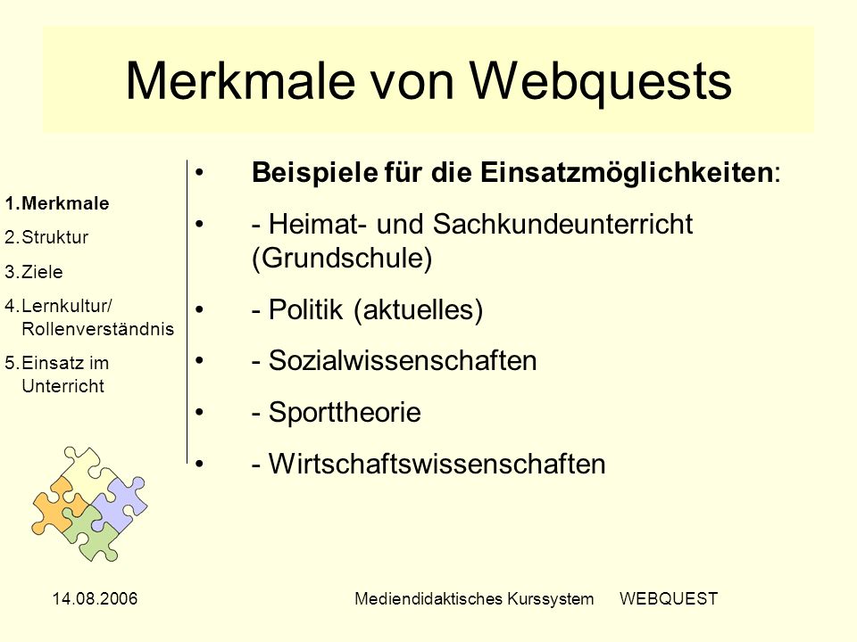 Merkmale von Webquests