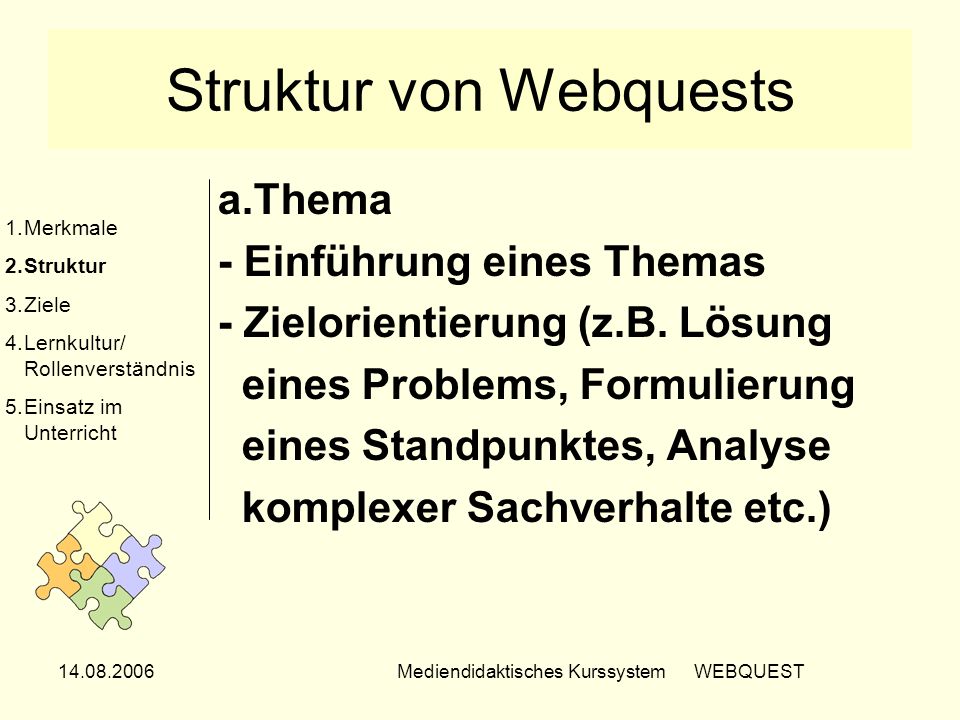 Struktur von Webquests