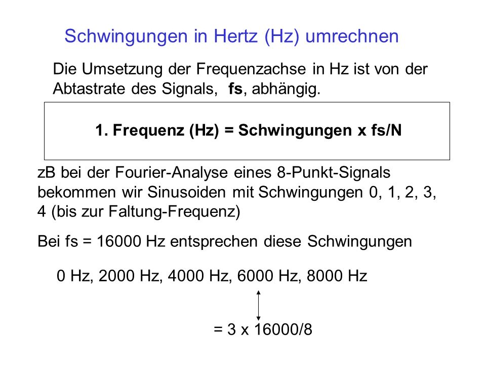 Schwingungen in Hertz (Hz) umrechnen