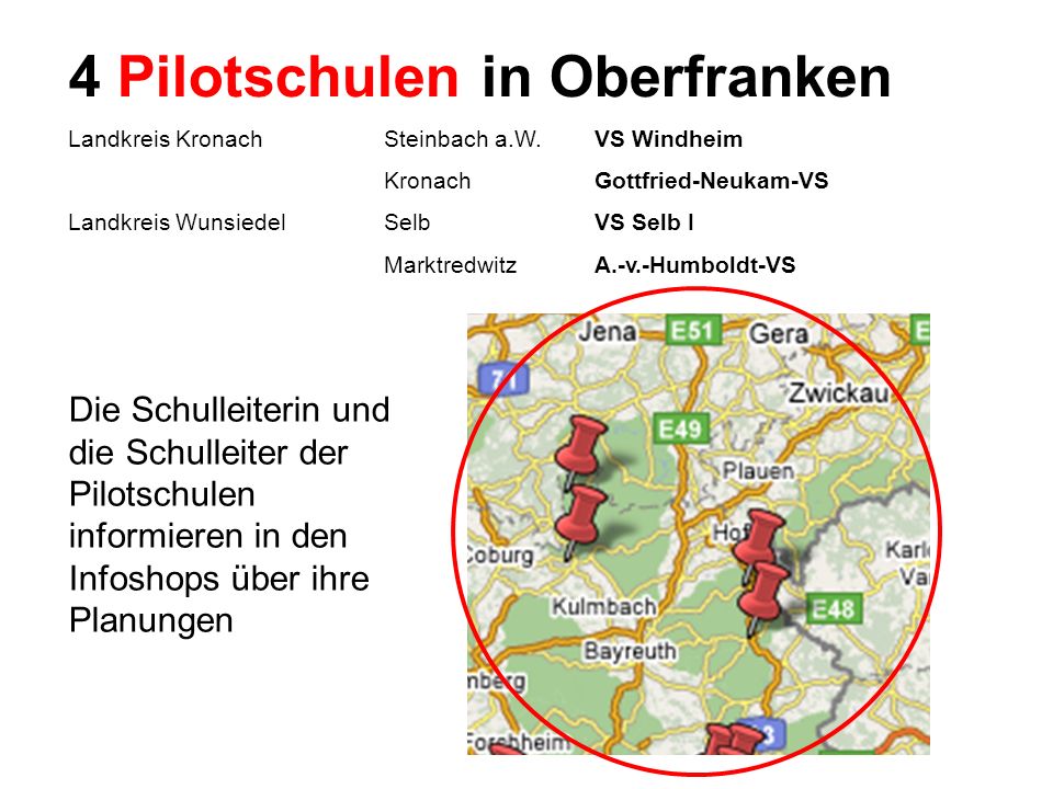 4 Pilotschulen in Oberfranken