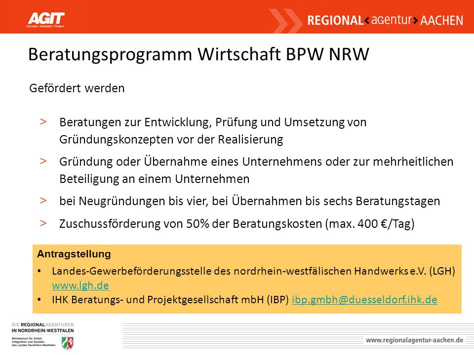 Beratungsprogramm Wirtschaft BPW NRW