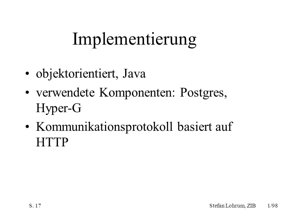 Implementierung objektorientiert, Java