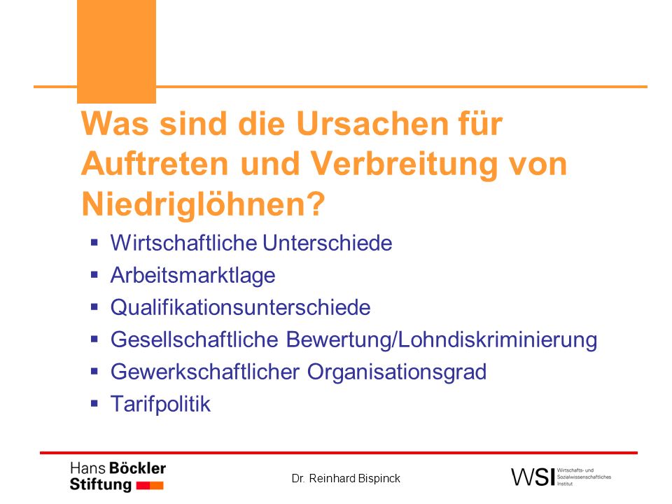 Was sind die Ursachen für Auftreten und Verbreitung von Niedriglöhnen