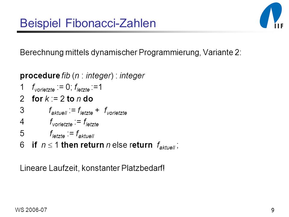 Beispiel Fibonacci-Zahlen