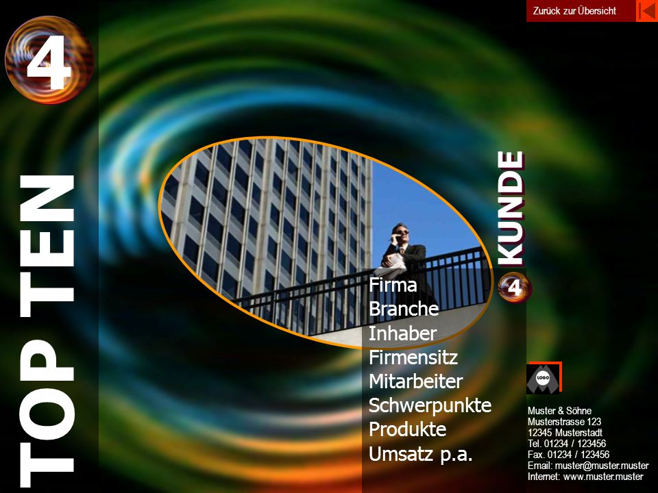 4 TOP TEN KUNDE 4 Firma Branche Inhaber Firmensitz Mitarbeiter