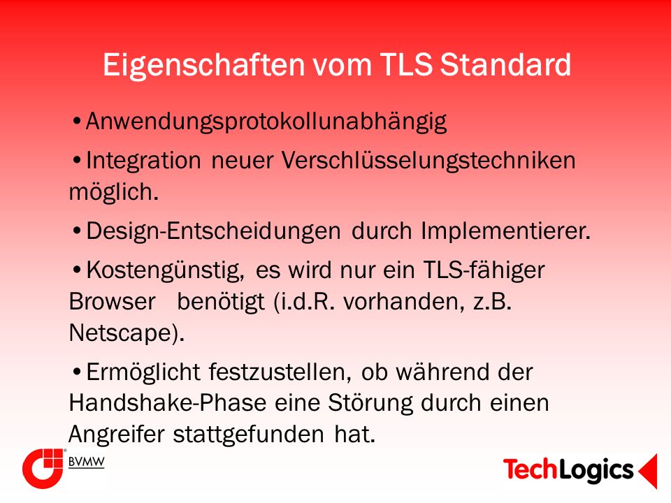 Eigenschaften vom TLS Standard