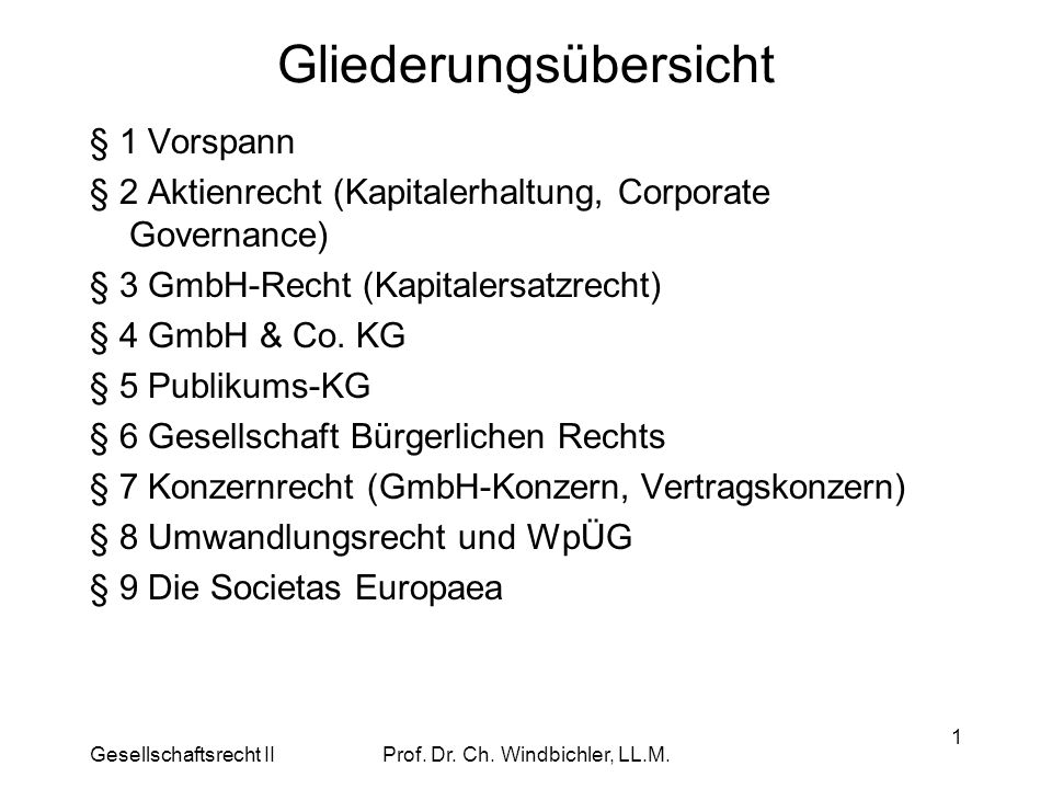 Gliederungsübersicht