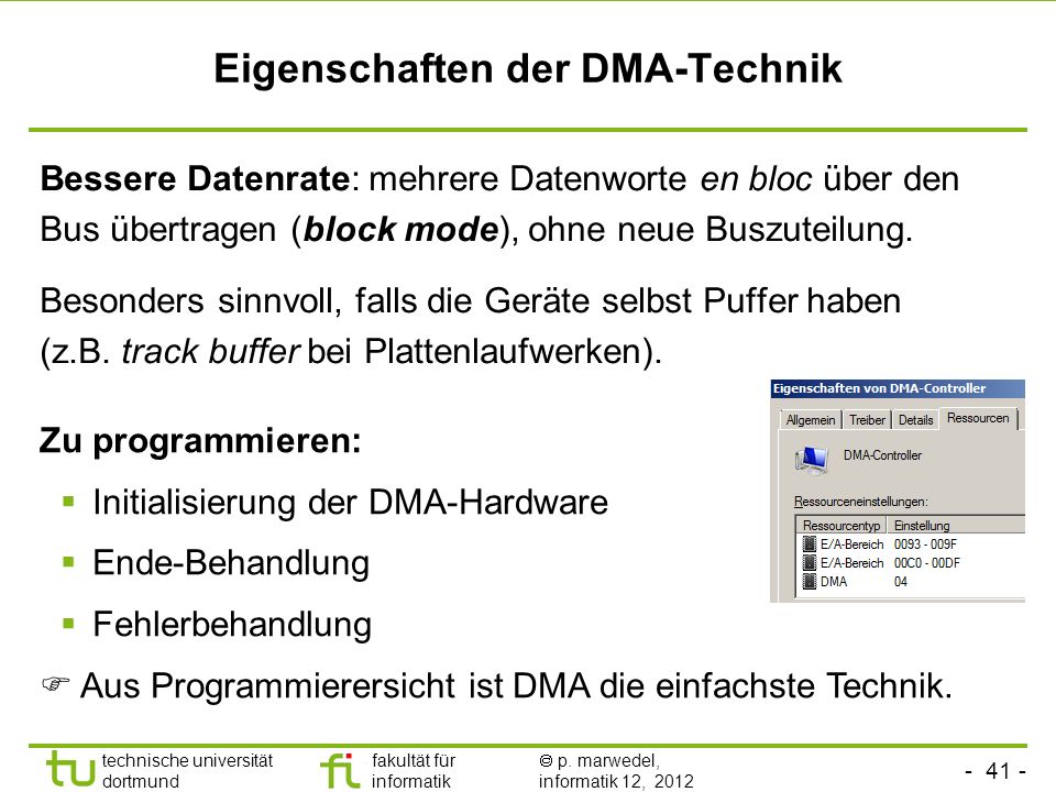Eigenschaften der DMA-Technik
