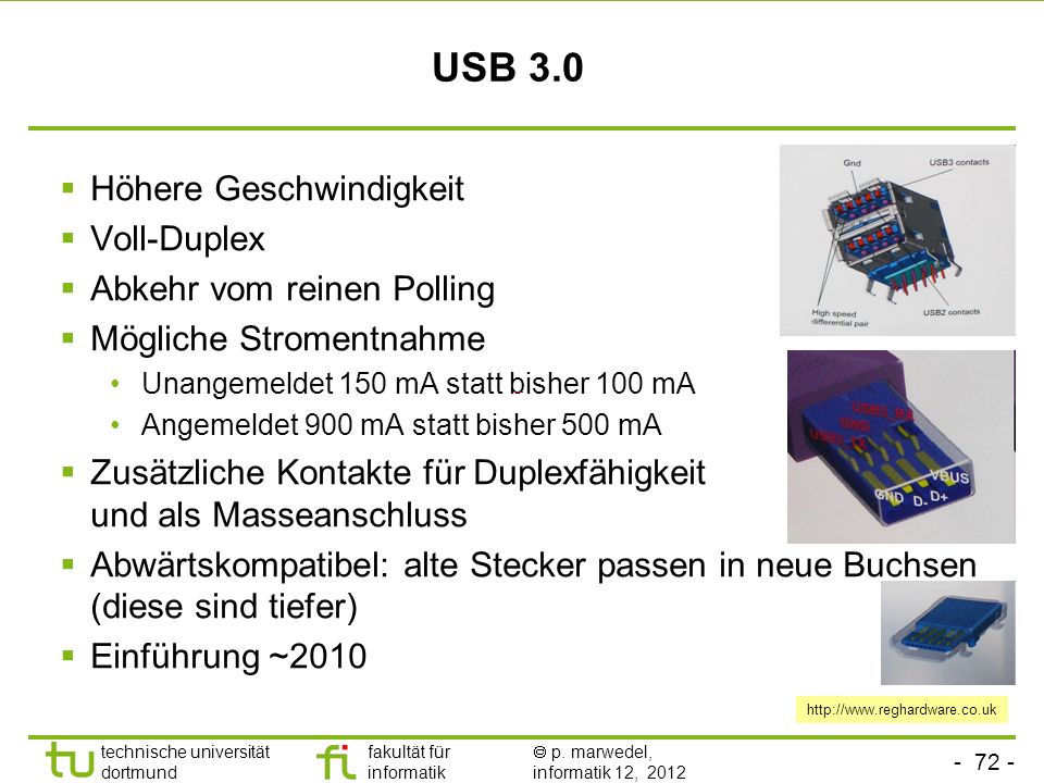 USB 3.0 Höhere Geschwindigkeit Voll-Duplex Abkehr vom reinen Polling