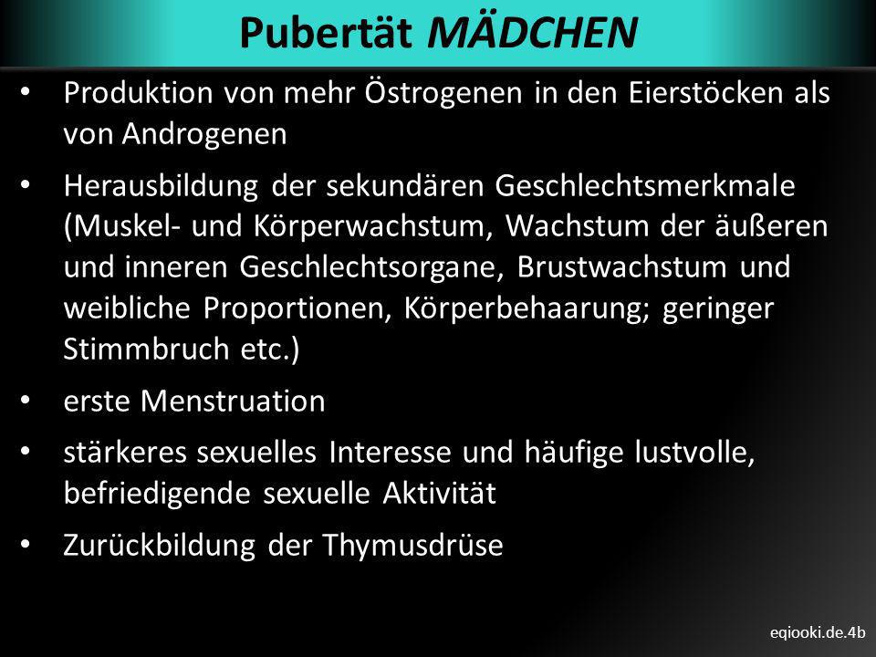 Pubertät MÄDCHEN Produktion von mehr Östrogenen in den Eierstöcken als von Androgenen.