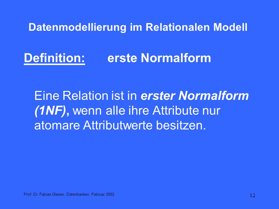Datenmodellierung im Relationalen Modell