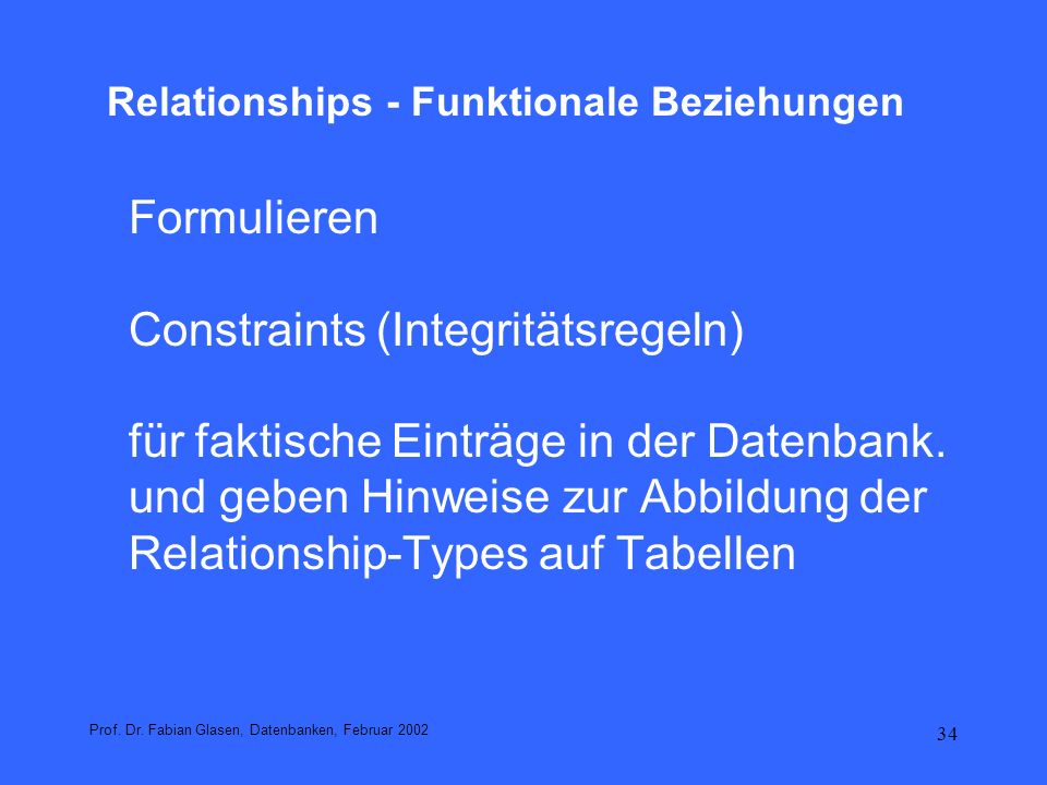 Relationships - Funktionale Beziehungen