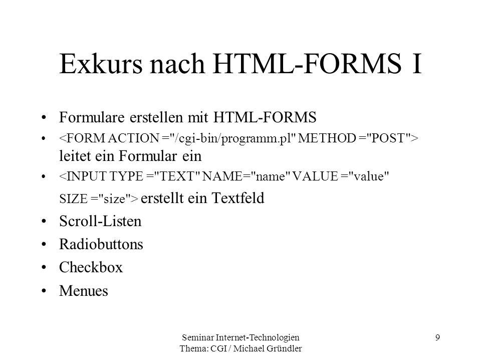 Exkurs nach HTML-FORMS I