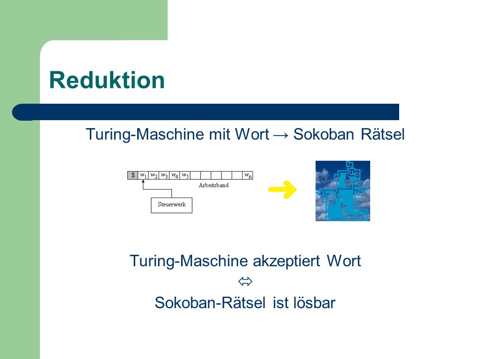 Reduktion Turing-Maschine mit Wort → Sokoban Rätsel