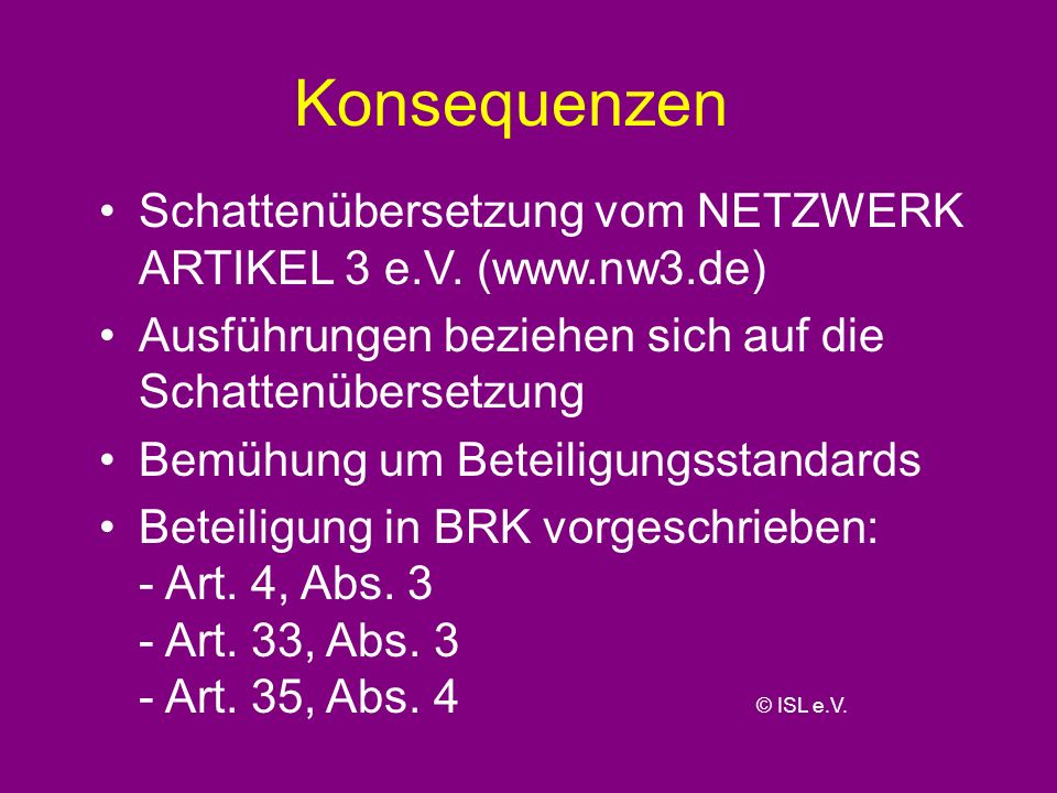 Konsequenzen Schattenübersetzung vom NETZWERK ARTIKEL 3 e.V. (  Ausführungen beziehen sich auf die Schattenübersetzung.
