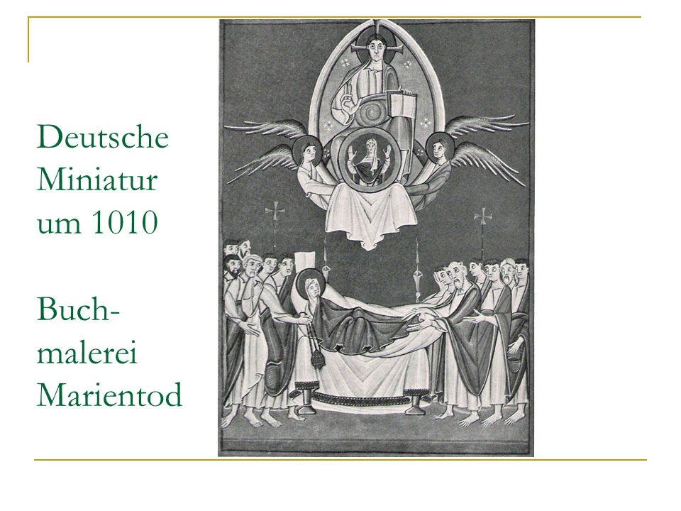 Deutsche Miniatur um 1010 Buch-malerei Marientod