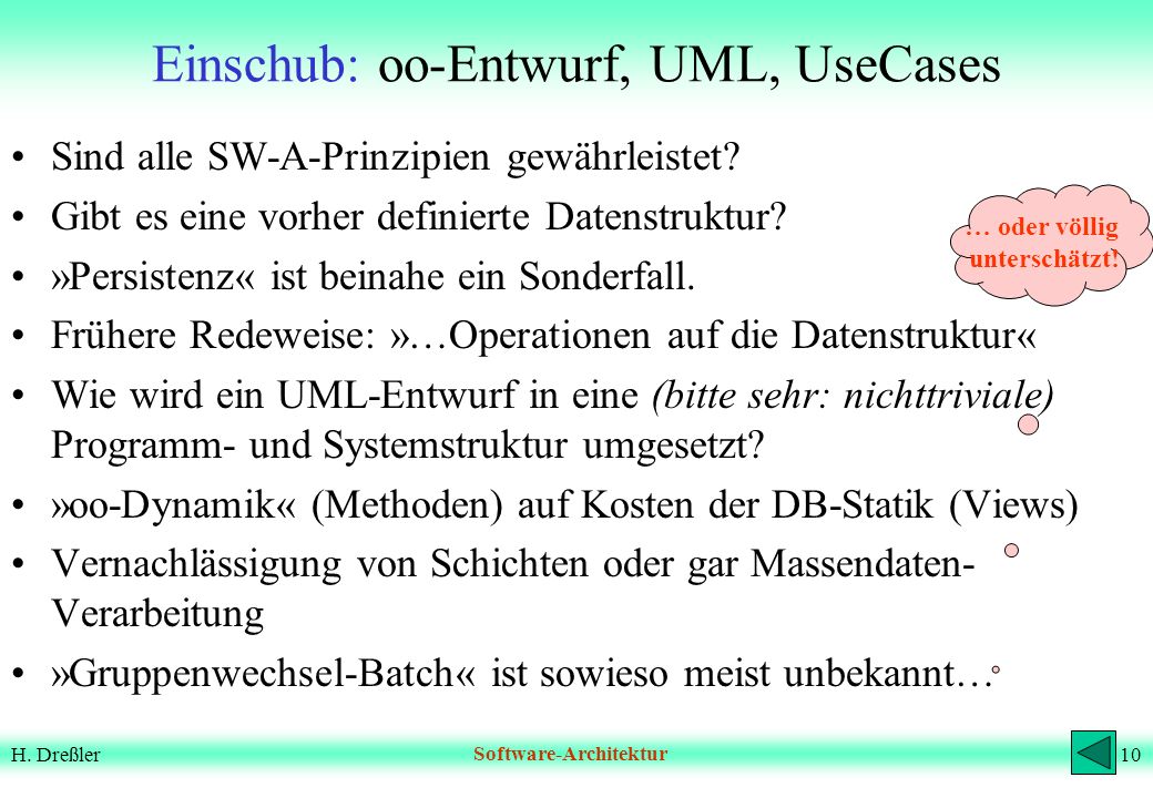 Einschub: oo-Entwurf, UML, UseCases