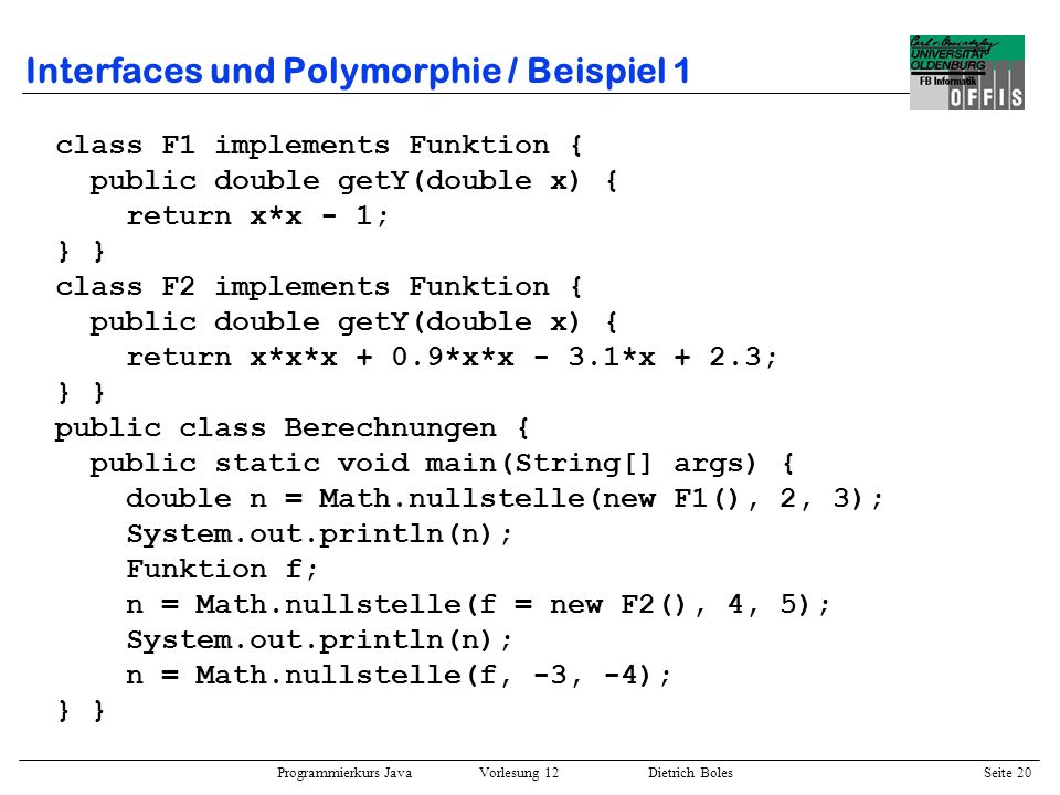 Interfaces und Polymorphie / Beispiel 1