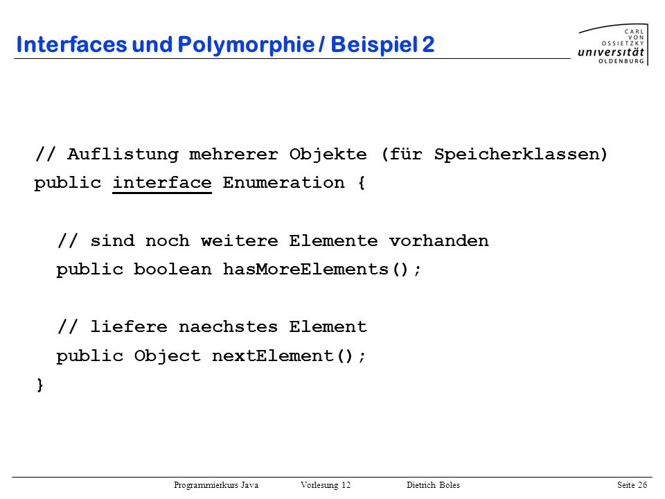 Interfaces und Polymorphie / Beispiel 2