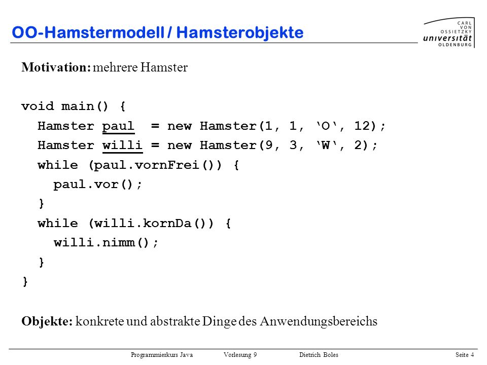 OO-Hamstermodell / Hamsterobjekte