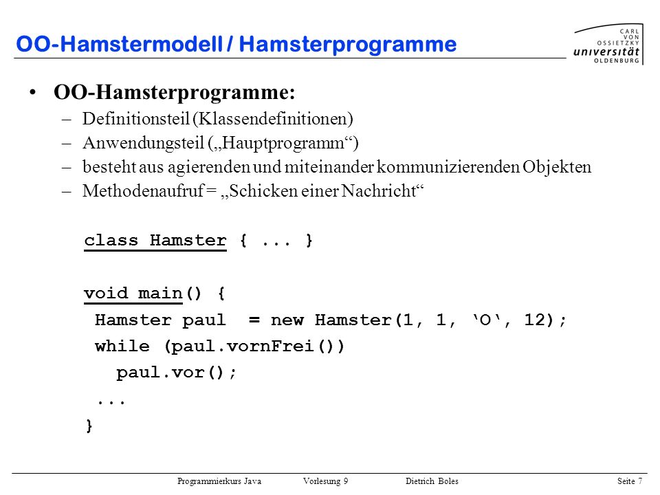 OO-Hamstermodell / Hamsterprogramme