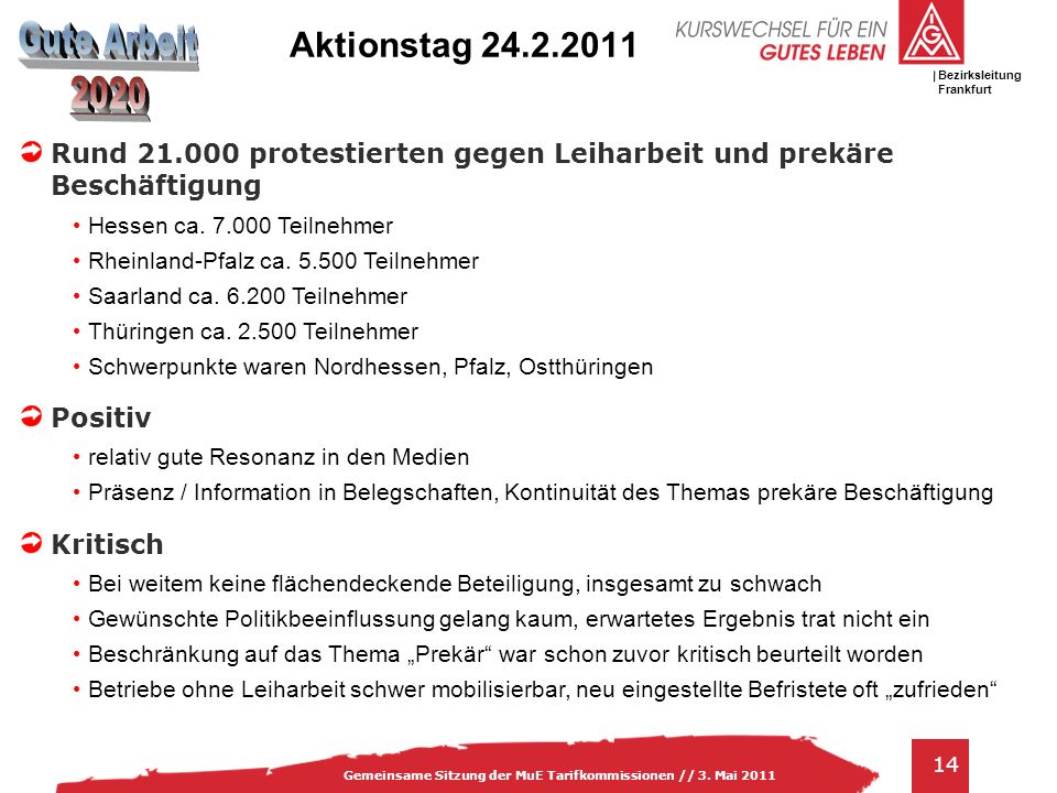 Aktionstag Rund protestierten gegen Leiharbeit und prekäre Beschäftigung. Hessen ca Teilnehmer.