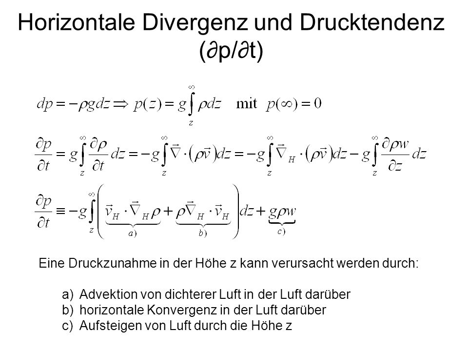 Horizontale Divergenz und Drucktendenz (∂p/∂t)