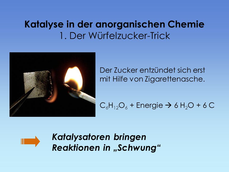 Katalyse in der anorganischen Chemie 1. Der Würfelzucker-Trick