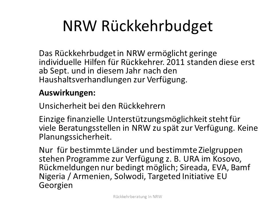Rückkehrberatung in NRW