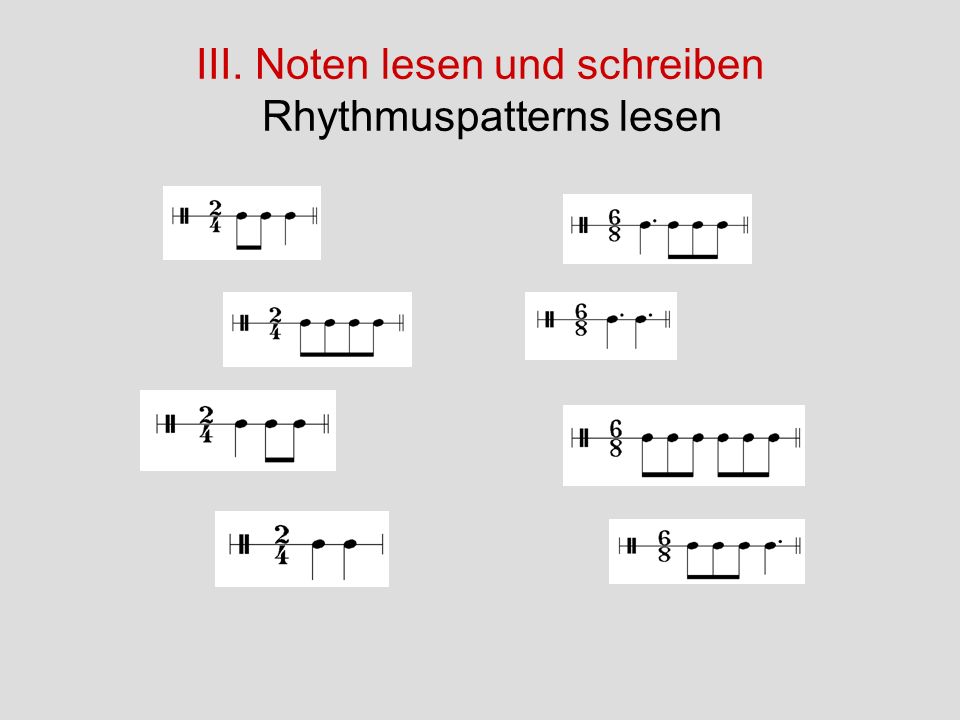 III. Noten lesen und schreiben Rhythmuspatterns lesen