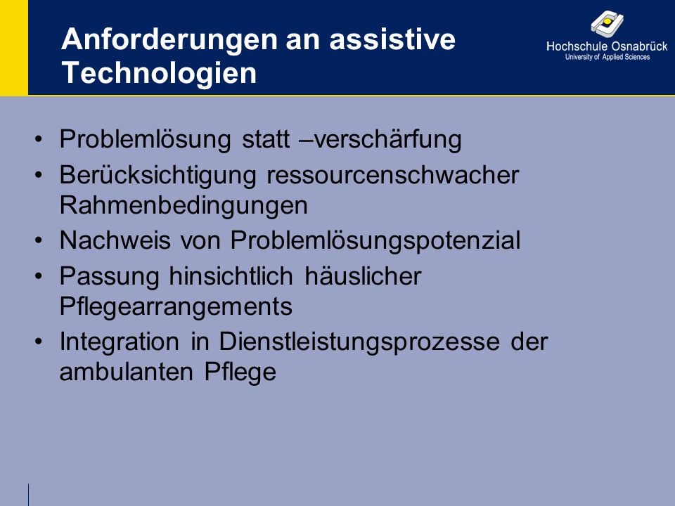 Anforderungen an assistive Technologien