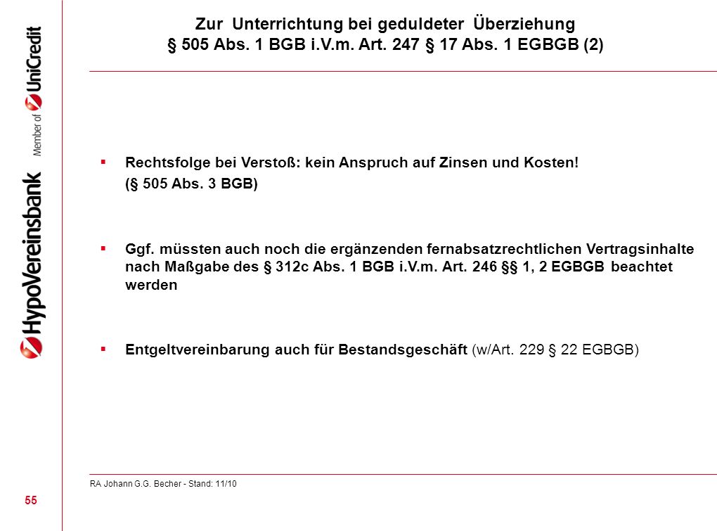 Zur Unterrichtung bei geduldeter Überziehung § 505 Abs. 1 BGB i. V. m