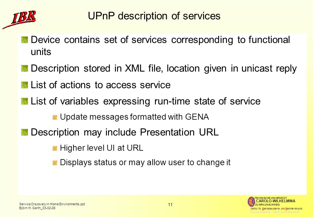 UPnP description of services