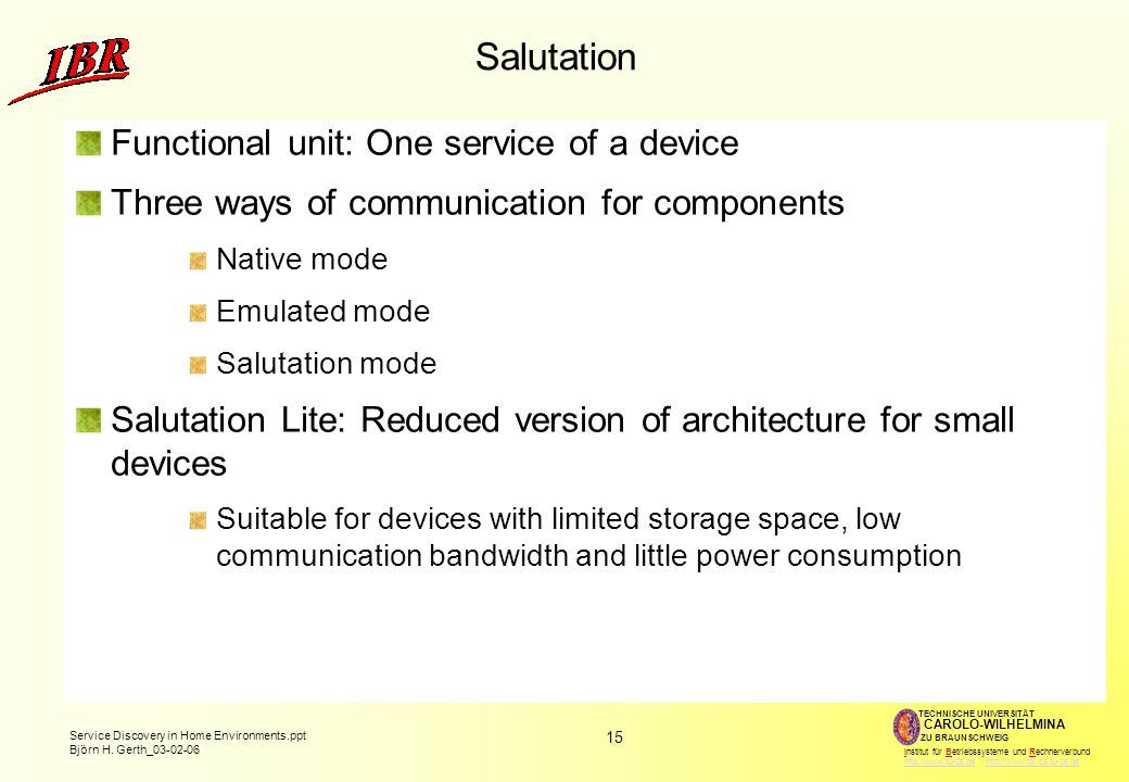 Salutation Functional unit: One service of a device